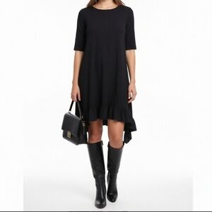 Morgane Le Fay Black Cotton And Silk Ruffle Dress Size Small